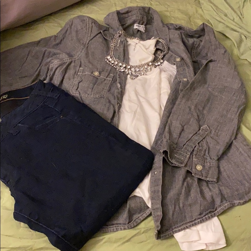 Old Navy small dark grey denim button down